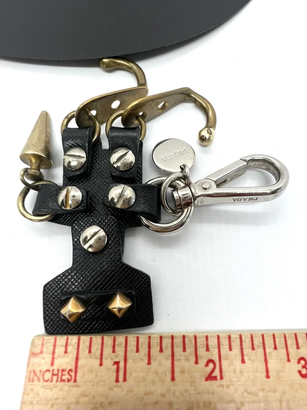 Prada Edward Robot Trick Black Saffiano Leather Keychain Bag Charm
